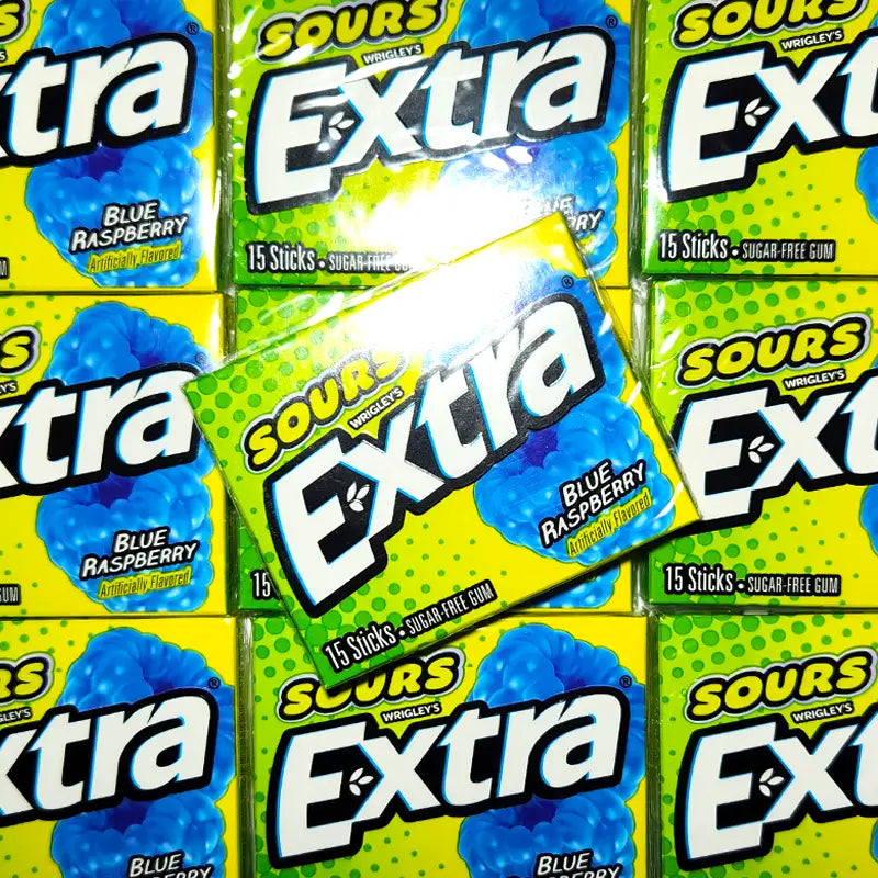 Extra Sours Blue Raspberry Gum 15pc