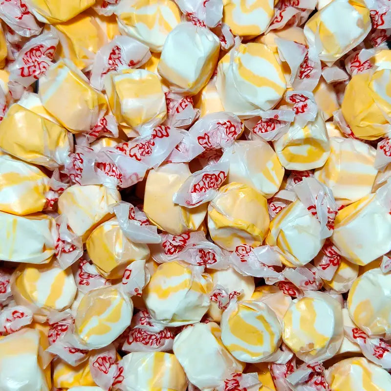 Taffy Town Peaches and Cream salt water taffy individually wrapped with sweet peach and creamy flavour