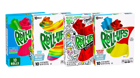 A colorful assortment of fruit roll-ups in various flavors, perfect for a tasty and fun snack