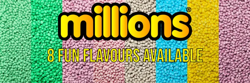 Millions mini chewy candies: a vibrant assortment of colourful candy bars of millions candies