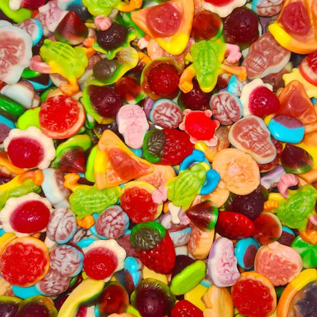 Colorful candy assortment featuring different types of bulk lollies