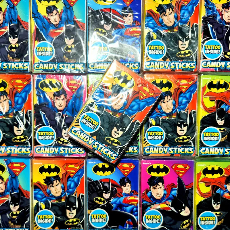 Superman/Batman Candy Sticks with Tattoo 15g