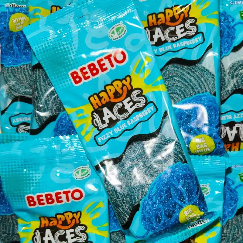 Bebeto Happy Laces Fizzy Blue Raspberry 180g
