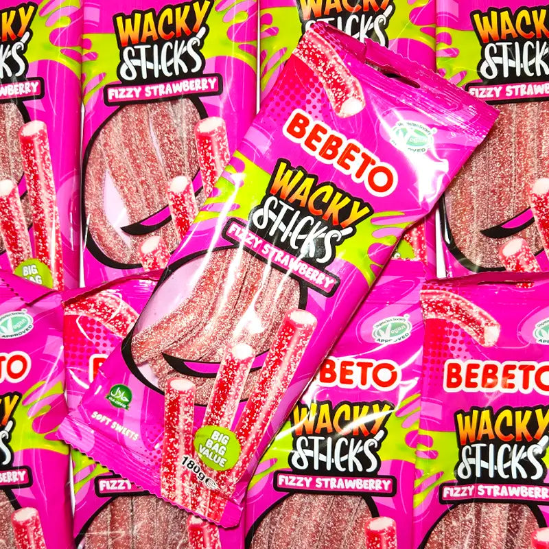 Bebeto Wacky Sticks Fizzy Strawberry 180g