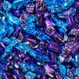 Close-up of blue and purple single wrapped candies with 'Eclair' branding