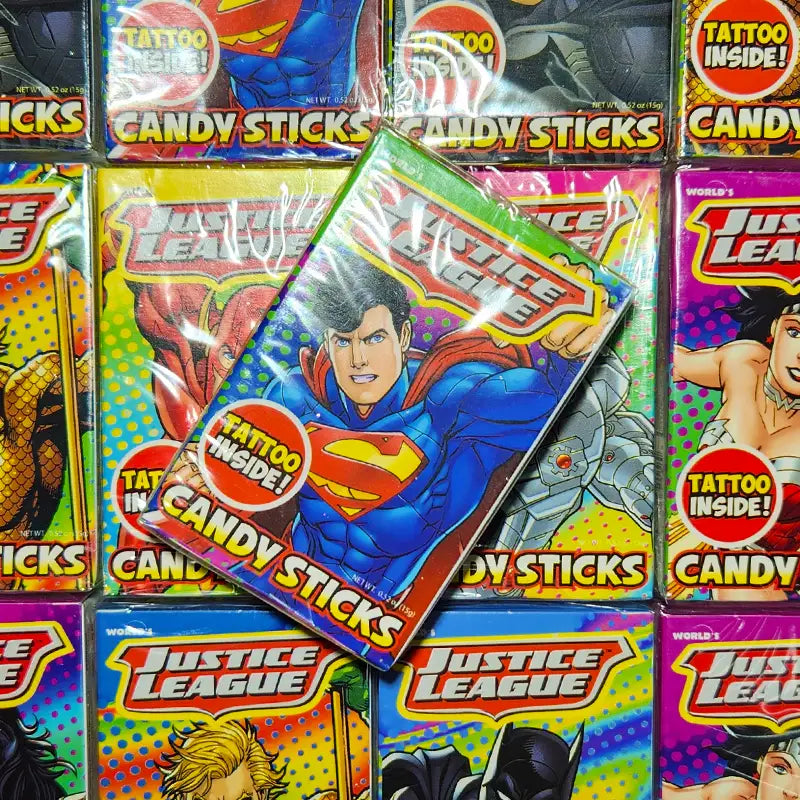 Justice League Candy Sticks with Tattoo 15g