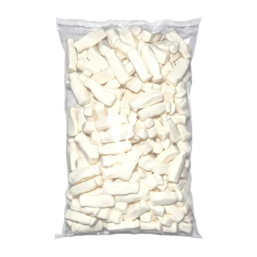 A 1 kilogram bag of white milk bottles shaped candies