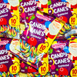 Packaging of Lolliland Candy Canes Rainbow with colorful candy sticks.
