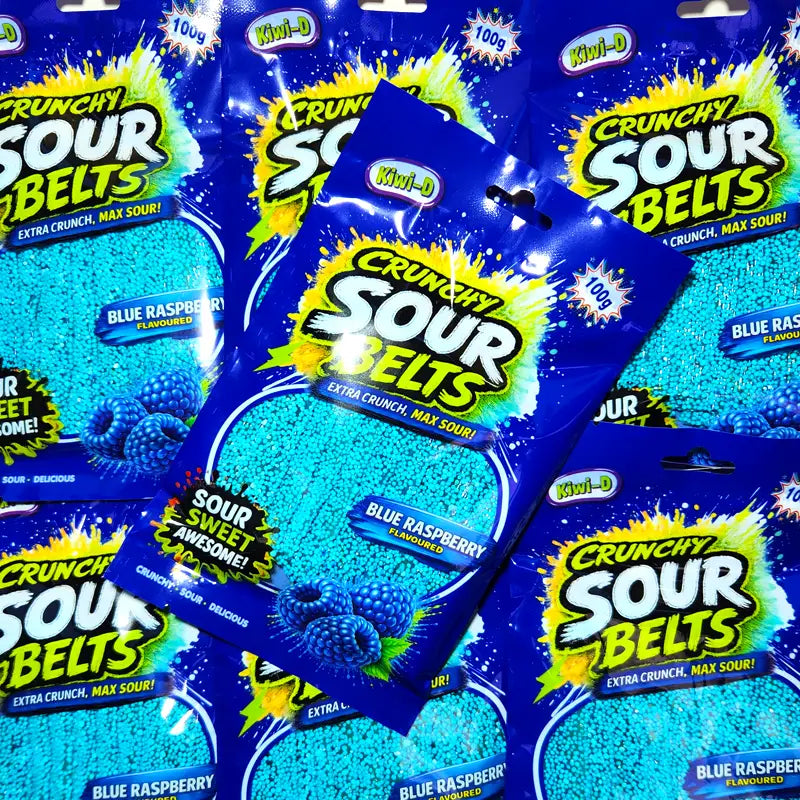 Crunchy Sour Belts Blue Raspberry 100g