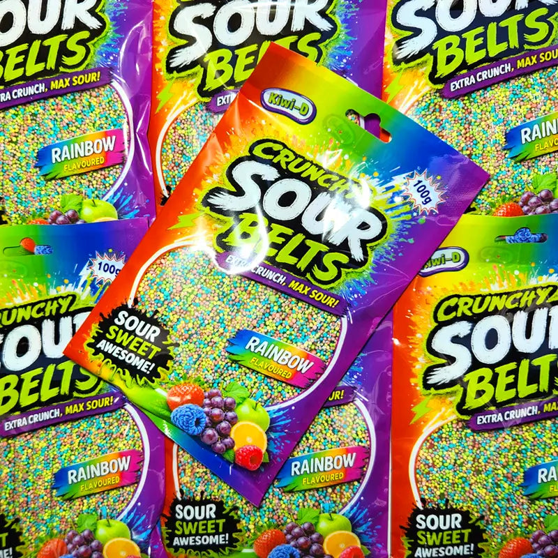 Crunchy Sour Belts Rainbow 100g