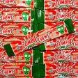 Multiple packages of Zombie Chews watermelon flavoured candy stacked together 