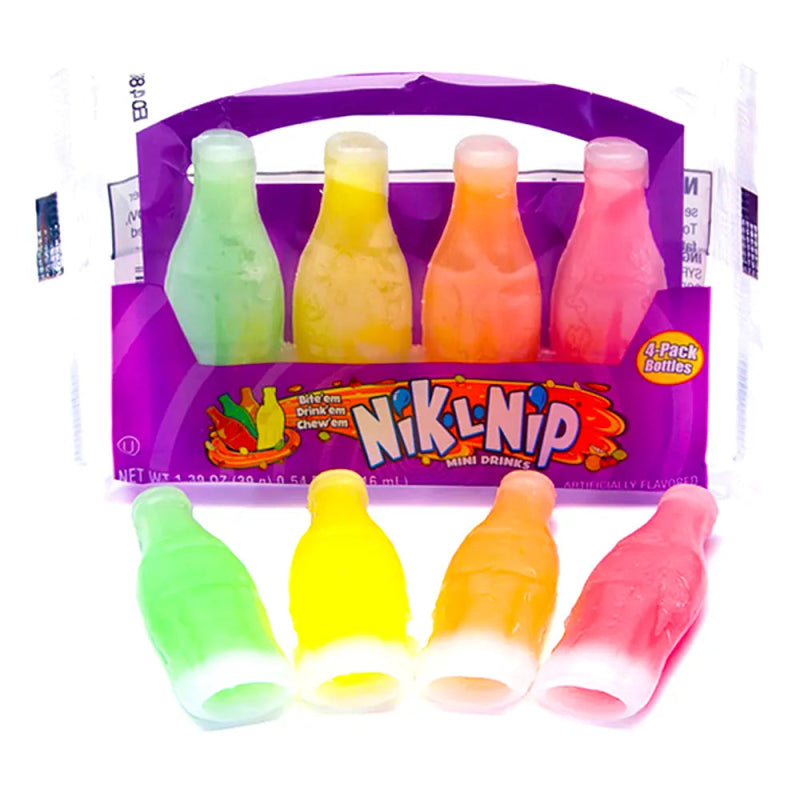 Nik L Nip Wax Bottles 4pk - Concord Confections - Novelties - Candy Co